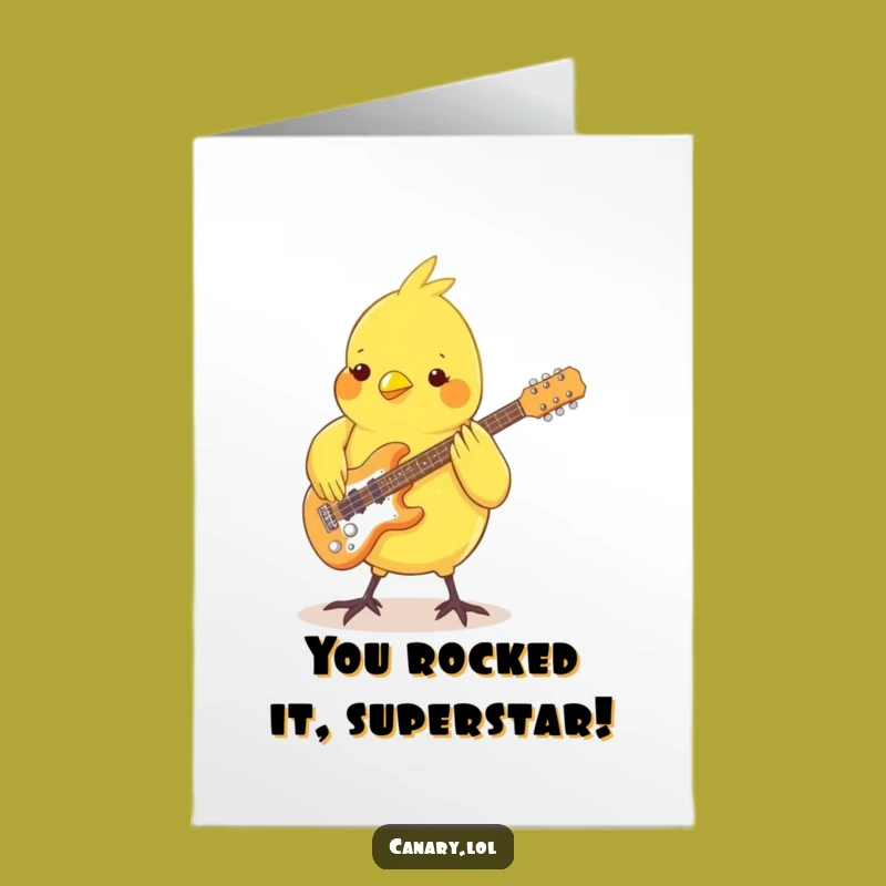 Free Printable Congratulations Card: Groovy Canary Guitarist Instant Download for Any Win