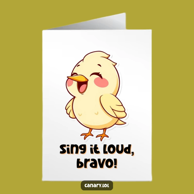 Free Printable Congrats Card: Kawaii Canary Singing High Note Funny Downloadable Gift