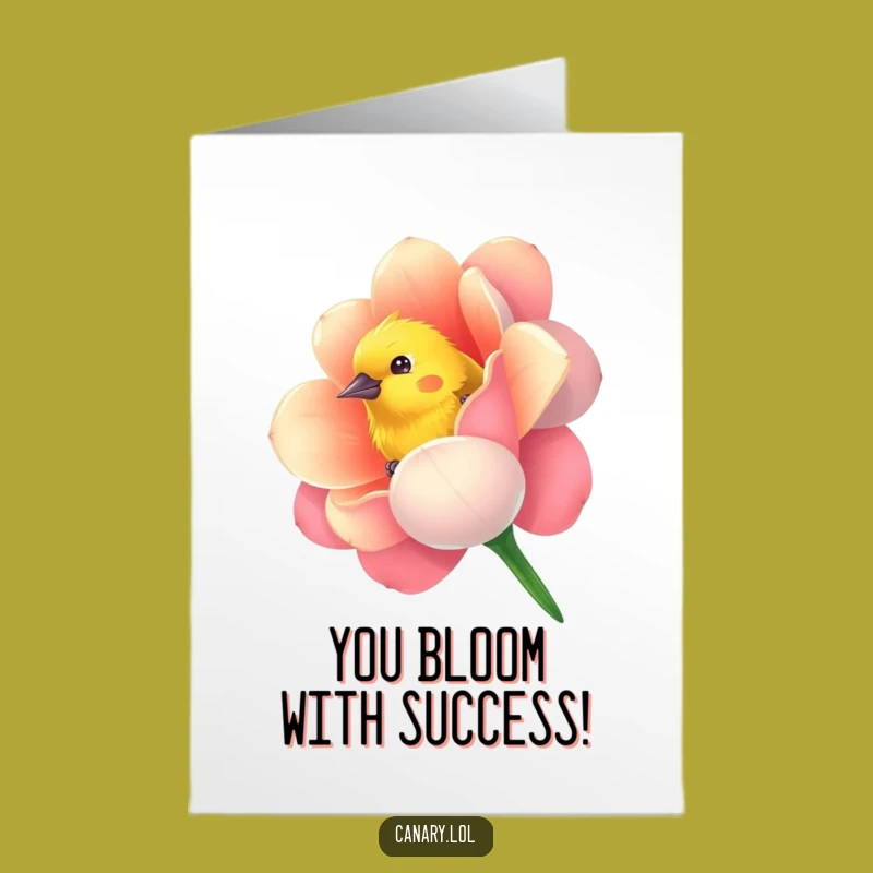 Congratulate them with a pop of color using this Free Printable card. A curious canary peeking from a flower, ready to 'Print at Home'.