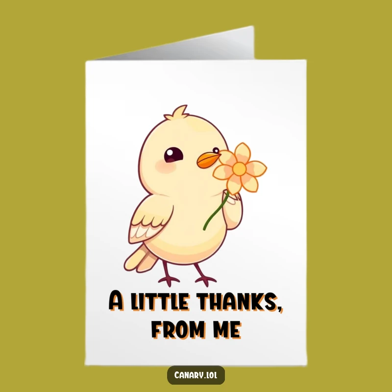 Express your gratitude with this adorable free printable card. A bird offers a single, bright flower, a sweet token of thanks.
