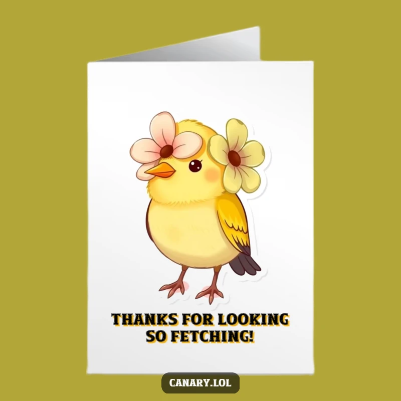 Free Printable Thank You Card: Canary with Flower Hat Funny Downloadable Gift