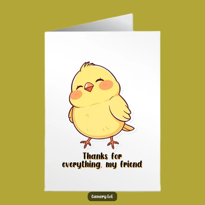 Free Printable Thank You Card: Cheerful Canary Bobbing, Wonderful Downloadable Humorous Gift
