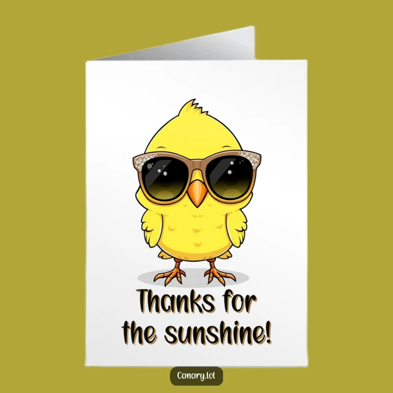 Free Printable Thank You Card: Chic Canary in Sparkly Sunglasses