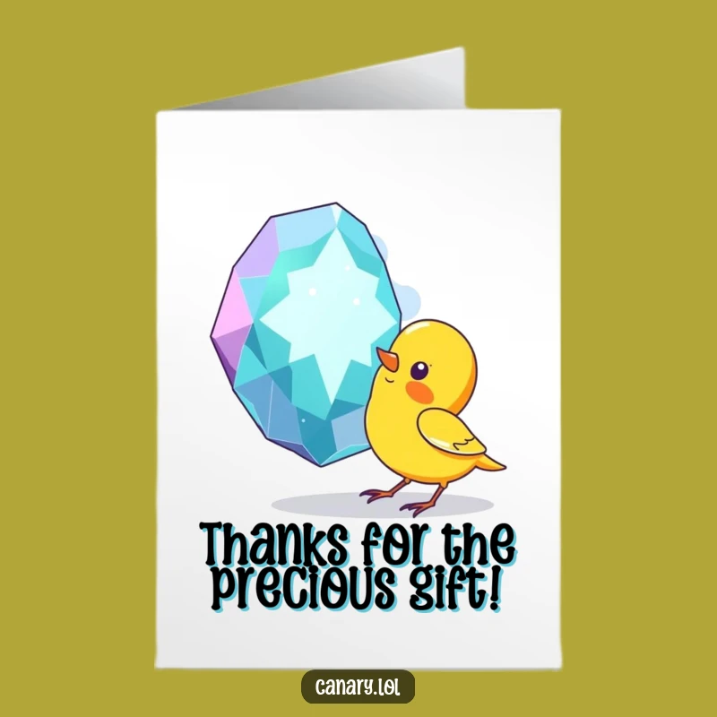 Free Printable Thank You Card: Curious Canary Pecks Gem Funny Downloadable Gift