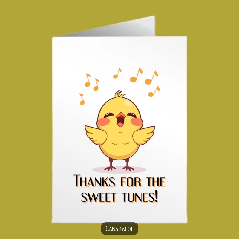 Free Printable Thank You Card: Kawaii Canary Sings Gratitude - Funny Gift