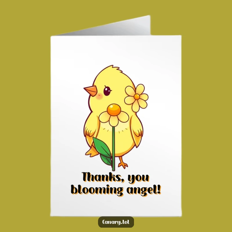 Free Printable Thank You Card: Shy Canary's Flower Offering, Funny Downloadable Gift