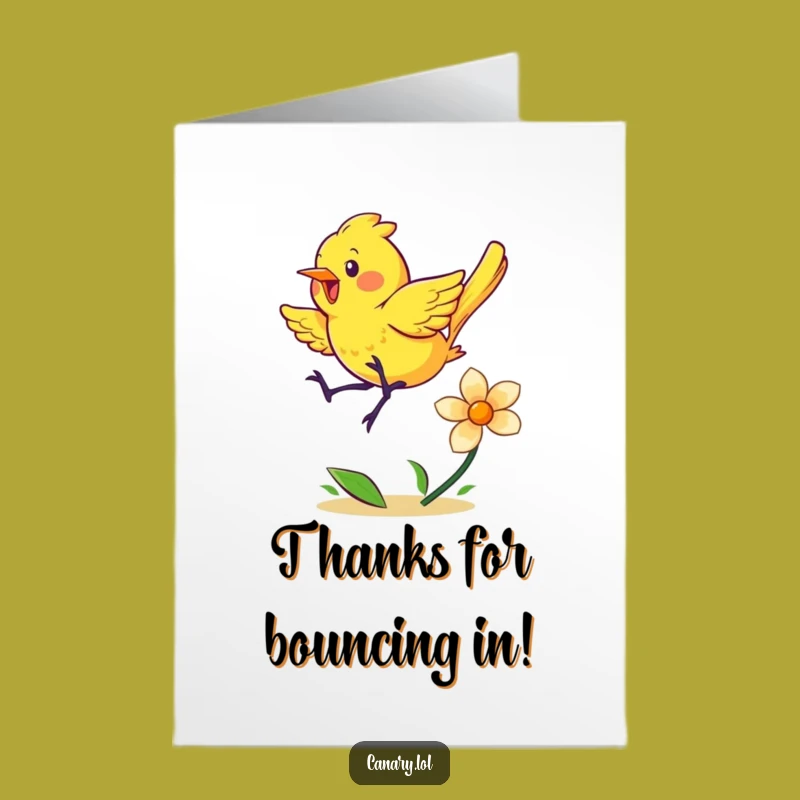 Free Printable Thank You Card: Bouncing Canary Gratitude, Funny Downloadable Gift