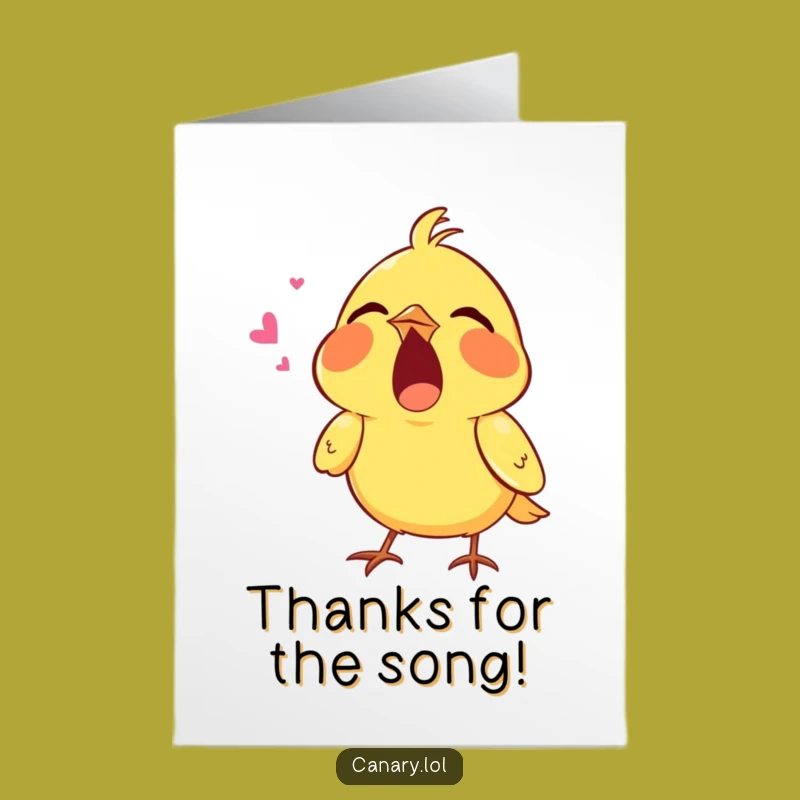 Free Printable Thank You Card: Singing Canary - Grateful Downloadable Gift!