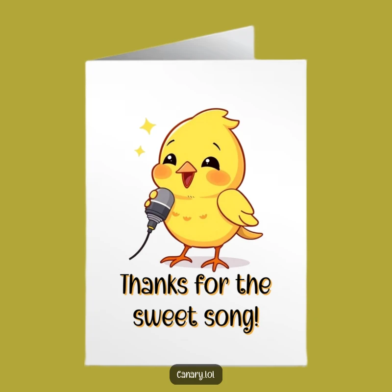 Free Printable Thank You Card: Singing Canary with Mic - Funny Downloadable Gift