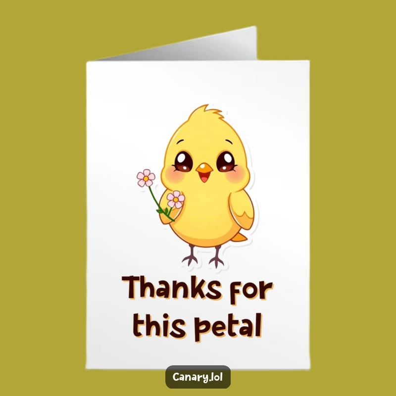 Free Printable Thank You Card: Happy Canary with Flower, Kind Downloadable Gift!