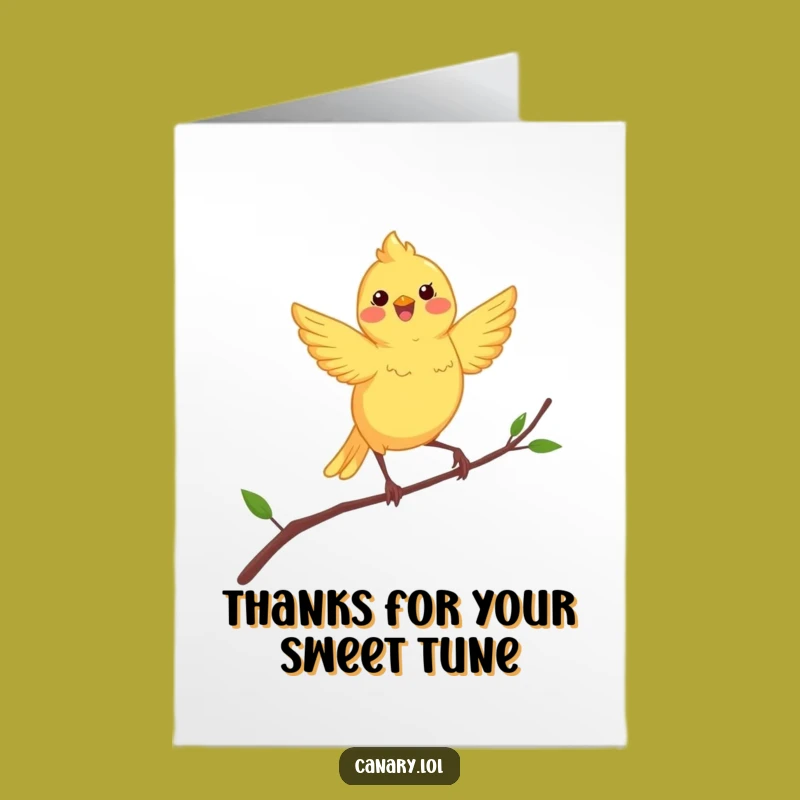 Free Printable Funny Canary Thank You Card - Dancing Bird Downloadable