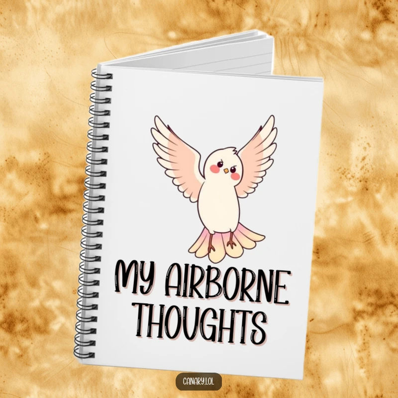 Funny notebook with a cover depicting a bird in a graceful pirouette, perfect for capturing notes and inspired thoughts.