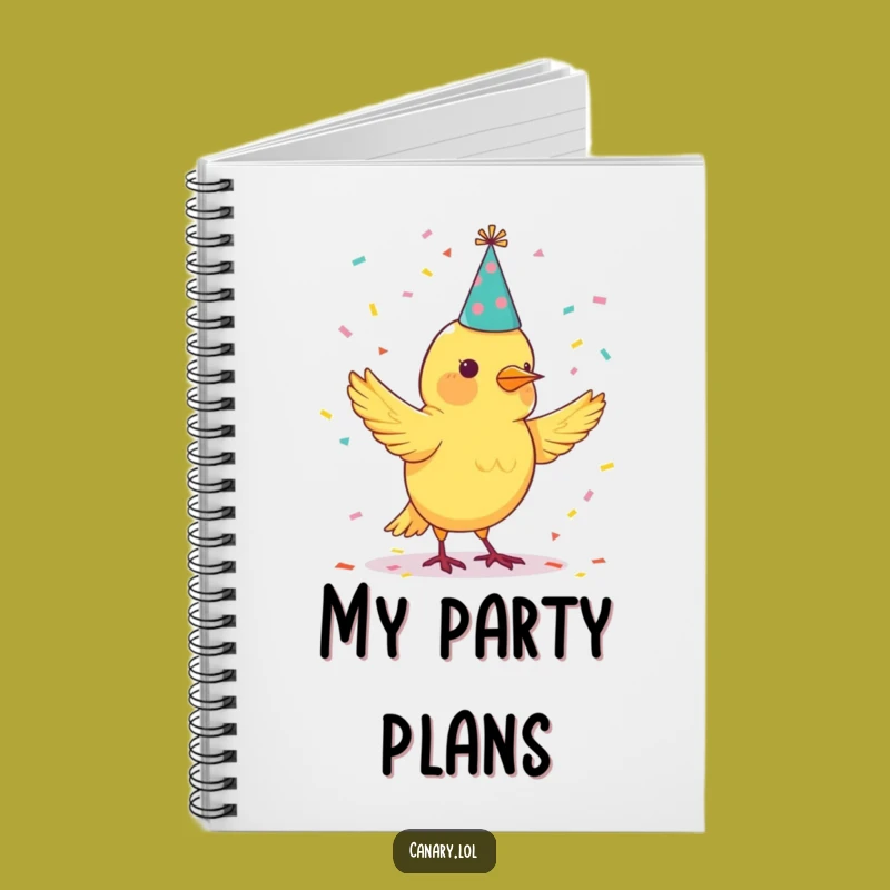 Funny Canary Juggling Confetti Notebook - Party Planner Gift!