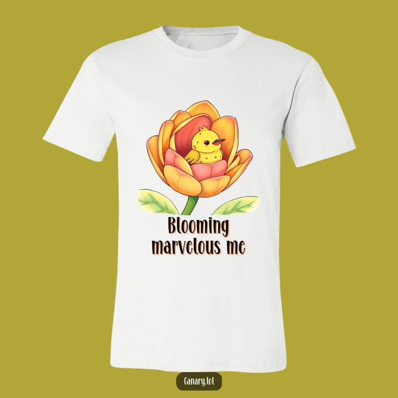 Funny Peek-a-Boo Canary T-Shirt: Adorable Bird Flower Tee Gift