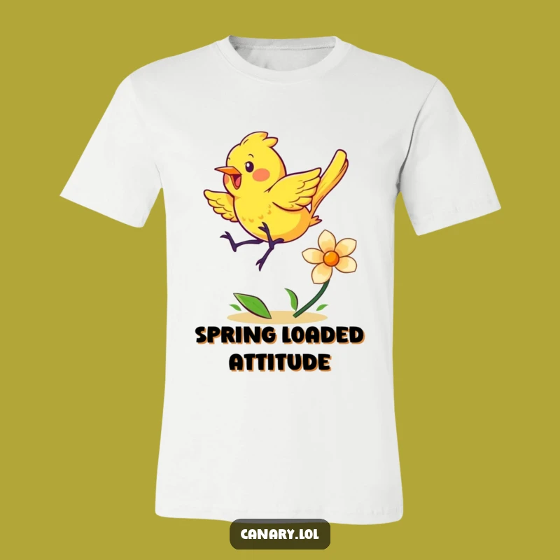 Funny Energetic Canary T-Shirt - Joyful Bouncing Bird Graphic Tee