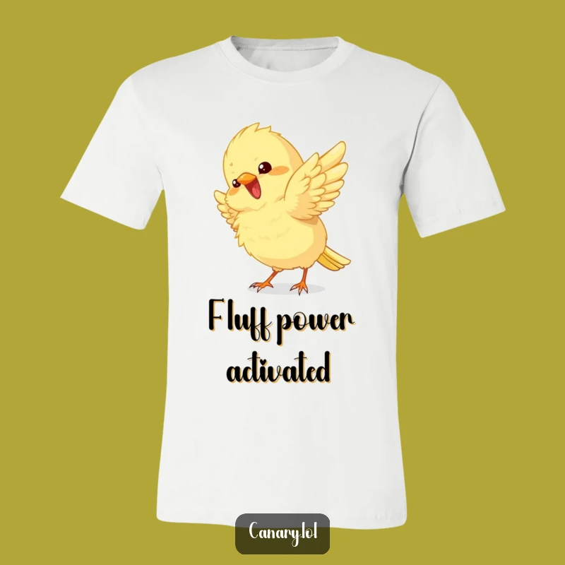 Funny Fluffy Canary Excitement T-Shirt: Joyful Wing Flutter Design