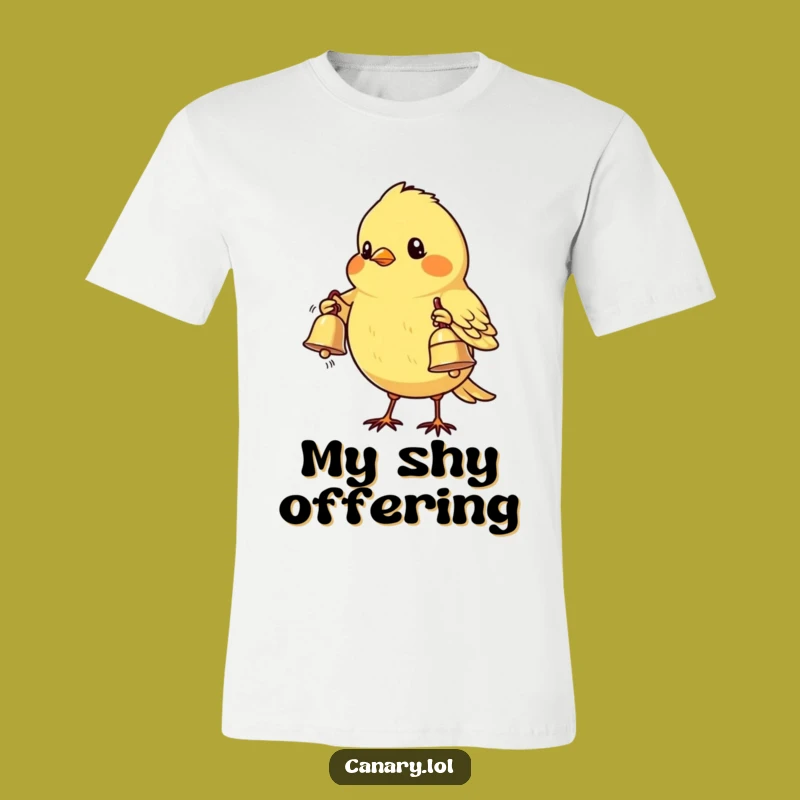Funny Shy Canary Bird T-Shirt - Cute Offering Bell, Perfect Humorous Gift Tee