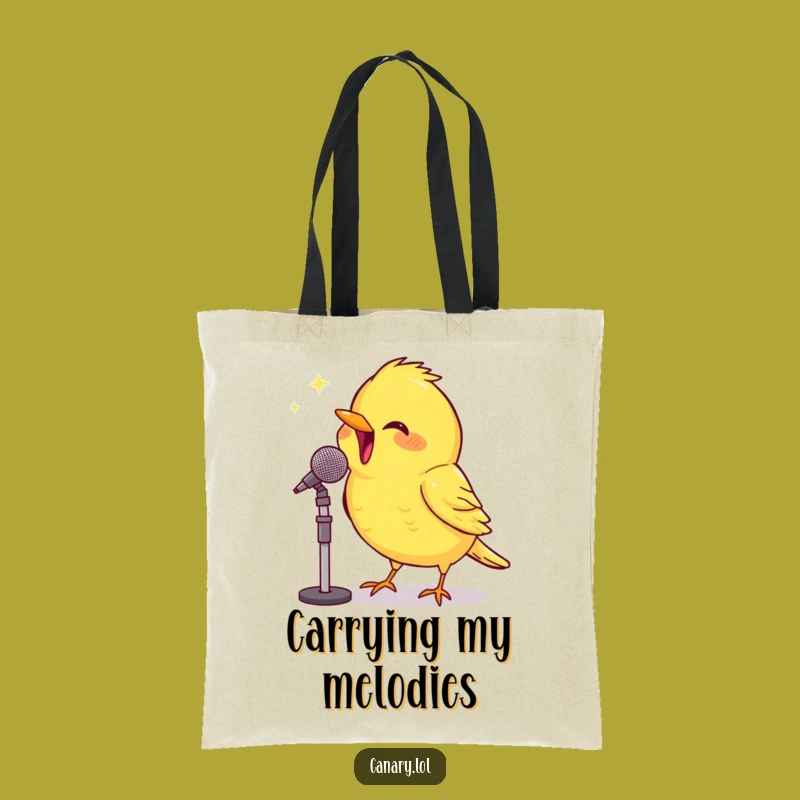 Funny Tote Bag: Beaming Canary Sings - Your Humorous Carryall