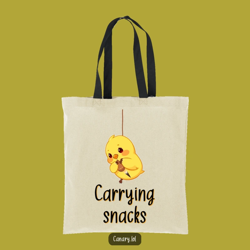 Funny Pecking Canary Tote Bag - Carry Your Snacks with Playful Style