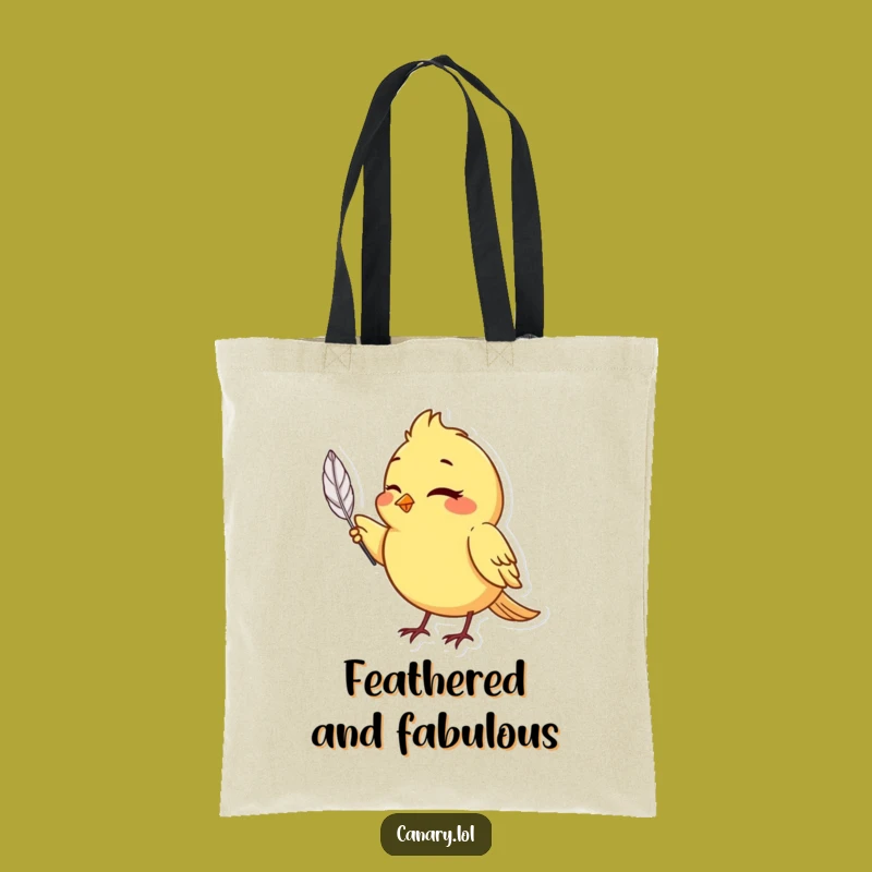Funny Canary Winking Tote Bag - Feather & Charm Accessory