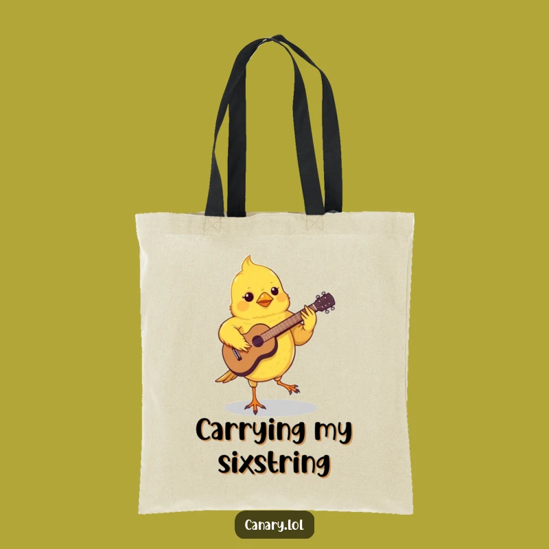 Funny Canary Guitar Tote Bag - Carry Your Grooves in Style!