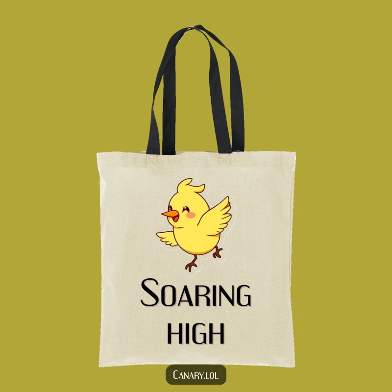 Funny Flying Canary Smile Tote Bag: Carry Your Joy, Cheerful Arc Design
