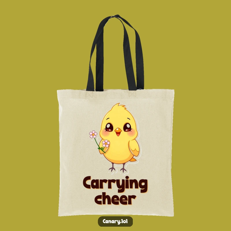 Funny Happy Canary Flower Tote Bag: Carry Joy, Cheerful Bird Design, Eco-Friendly Accessory