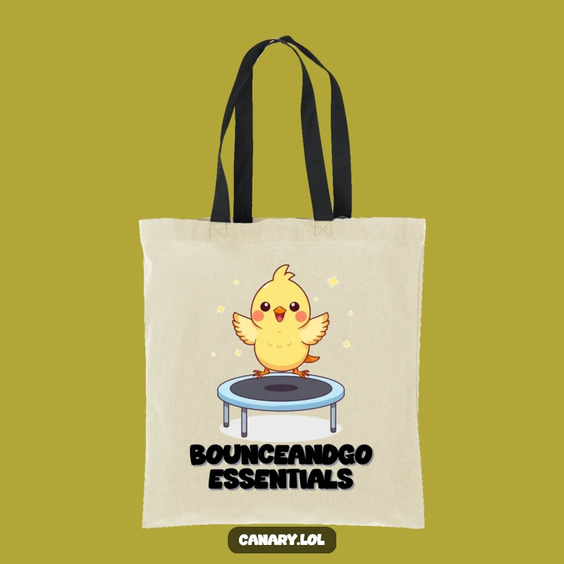 Funny Kawaii Canary Trampoline Tote Bag: Carry Your Cheer, Cute Bird Art, Great Funny Gift