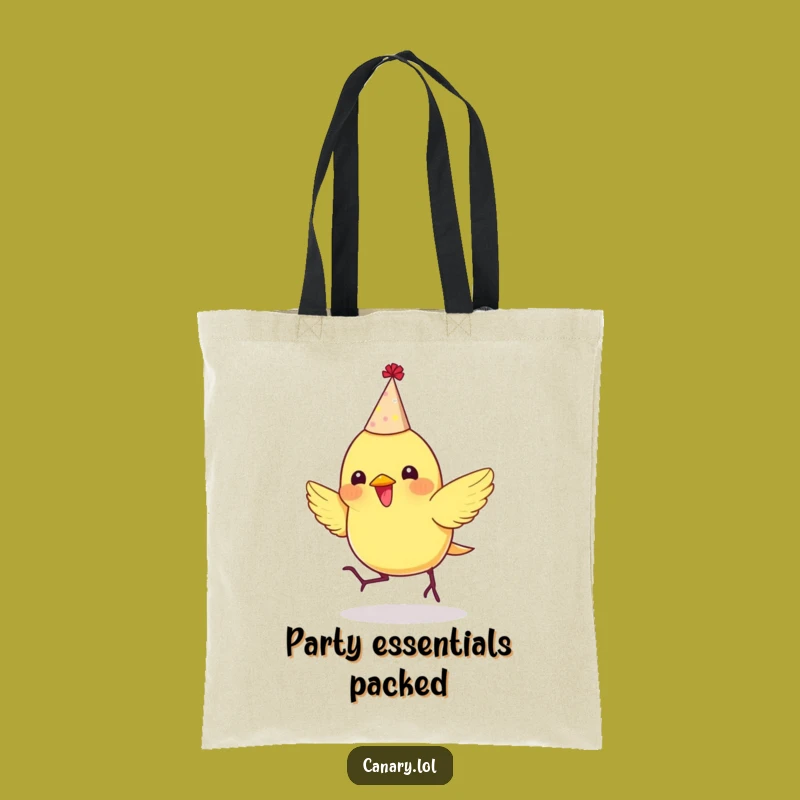 Funny Party Canary Tote Bag: Chic Bouncing Bird Accessory