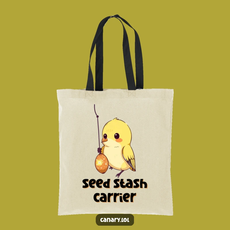 Funny Curious Canary Tote Bag: Carry Your Finds with a Seed-Loving Bird