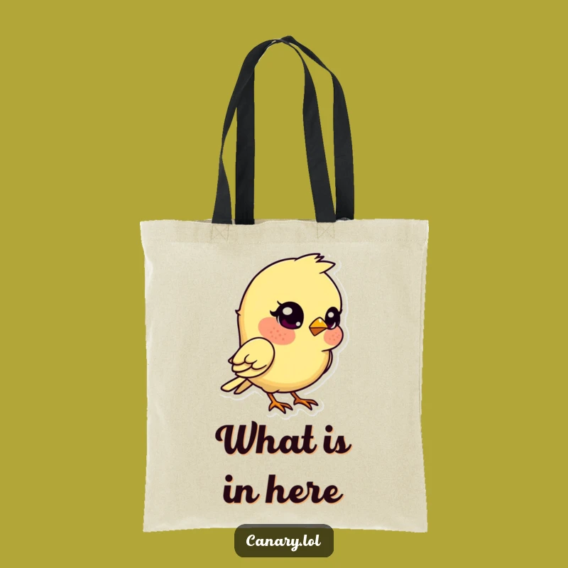 Funny Kawaii Canary Tote Bag: Quizzical Bird Carryall for Curious Journeys!